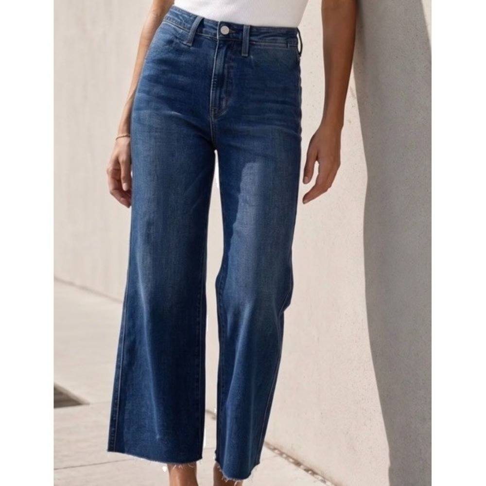 NOEND Womens Size 24 Thunder Dark Wash High Rise Wide Balloon Crop Jeans USA